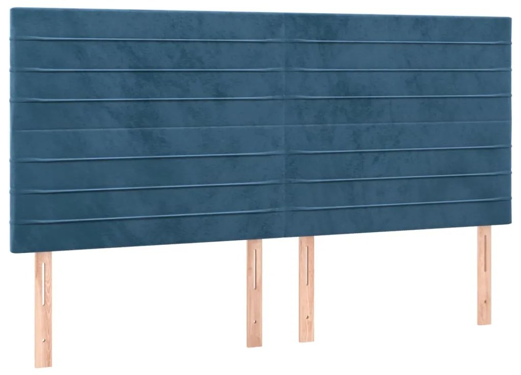 Cadru de pat cu tablie, albastru inchis, 140x200 cm, catifea Albastru inchis, 140 x 200 cm, Benzi orizontale
