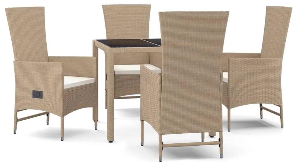 3157568 vidaXL Set mobilier de grădină cu perne, 5 piese, bej, poliratan