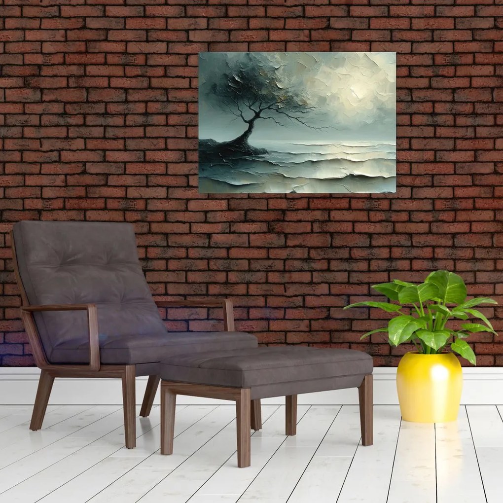 Tablou - pictură în ulei de un copac cu oceanul (70x50 cm)