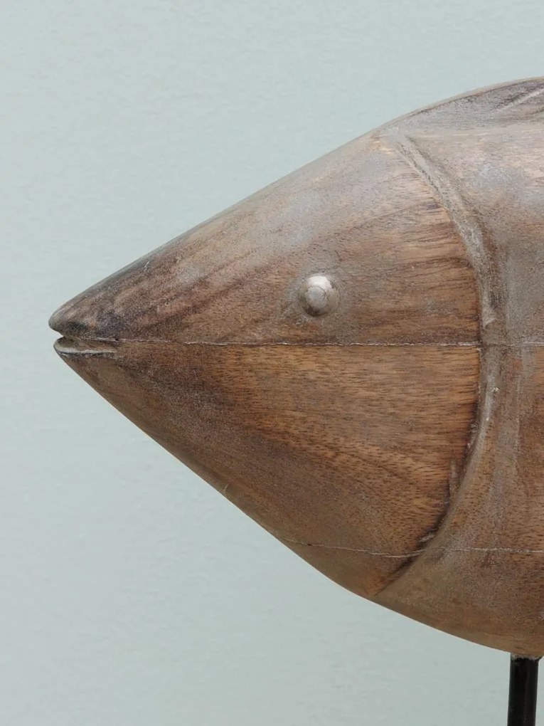 Decoratiune in forma de peste, din lemn reciclat, H39 Wooden Fish