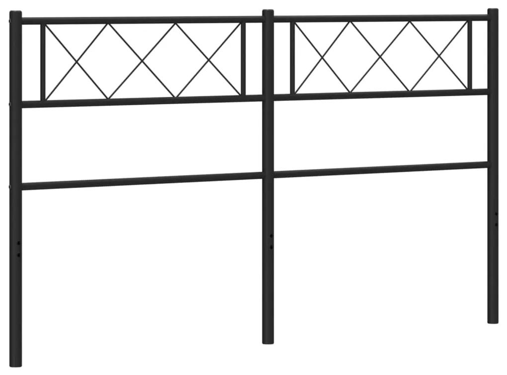 372311 vidaXL Tăblie de pat metalică, negru, 150 cm