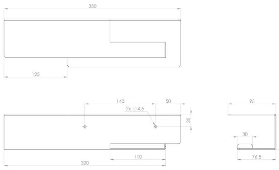 Sapho - Suport pentru hârtie igienică cu poliță, 9,5 x 35 cm, negru mat