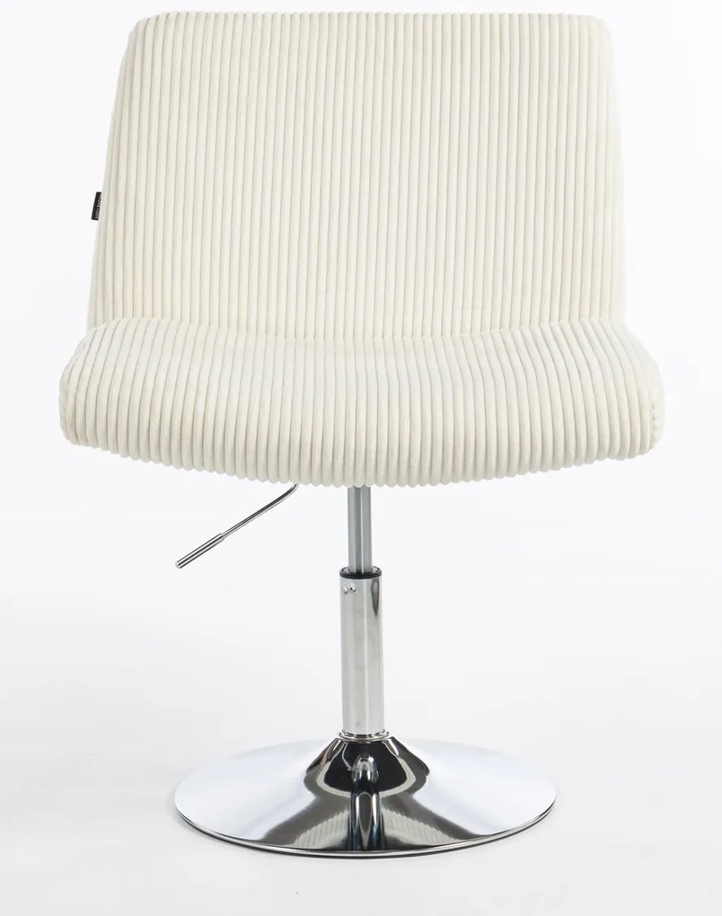 HR150N Scaun Alb din Catifea Reiată cu Bază Cromata