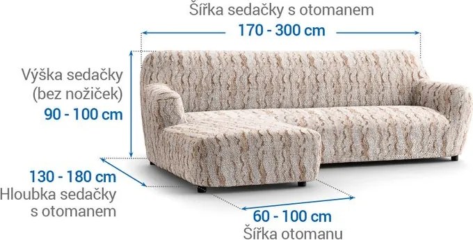 Gaico Huse bielastice OCEANO NOU bej canapea cu otoman stânga (l. 170 - 300 cm)