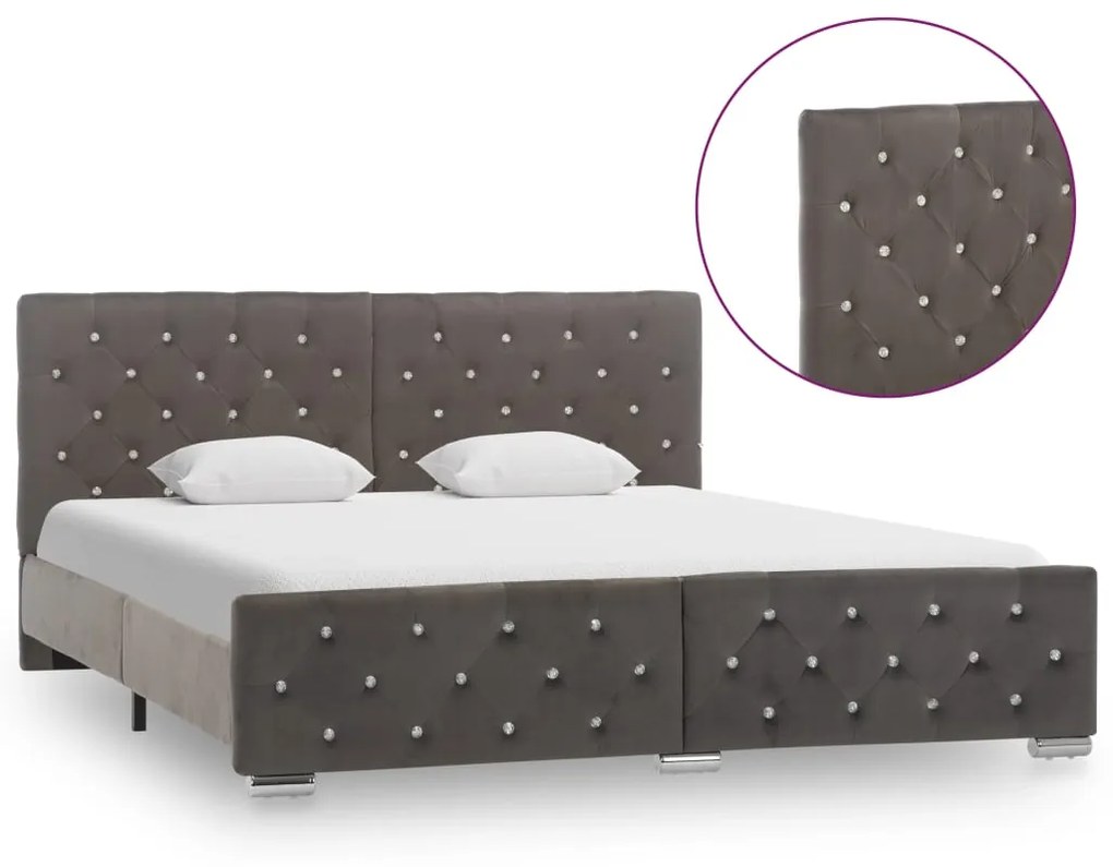 286833 vidaXL Cadru de pat, gri, 160 x 200 cm, catifea