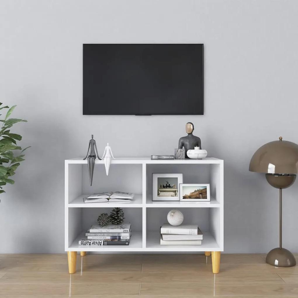 Comoda TV, picioare lemn masiv, alb, 69,5x30x50 cm 1, Alb, 69.5 x 30 x 50 cm