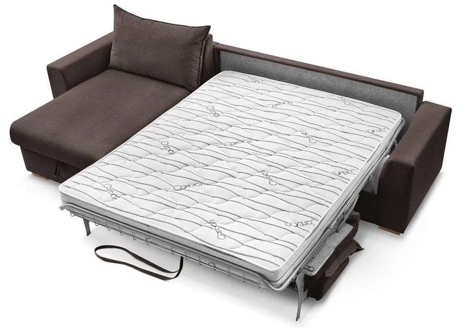 Colțar maro extensibil cu tapițerie din catifea reiată (cu colț variabil) Augustin – Bobochic Paris