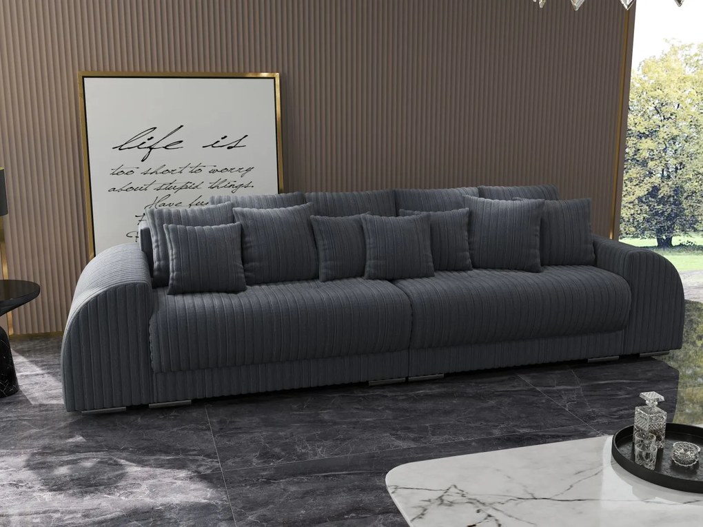 Canapea extensibilă dumonde cu 2 lăzi de depozitare si sezut confortabil din spuma high-density, Verona Ambience Grey 310x100 cm