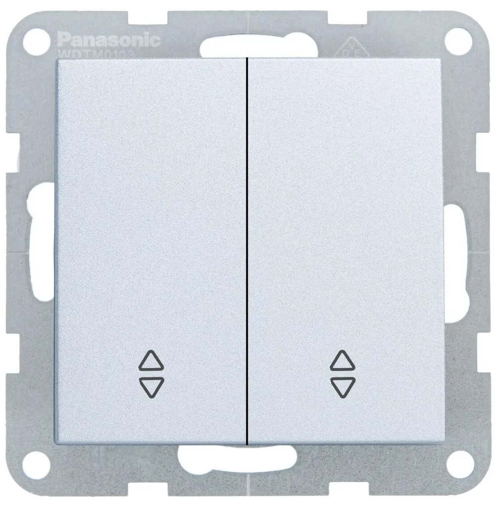 Intrerupator dublu cap scara 10A, IP20, Argintiu, Panasonic Karre Plus 55