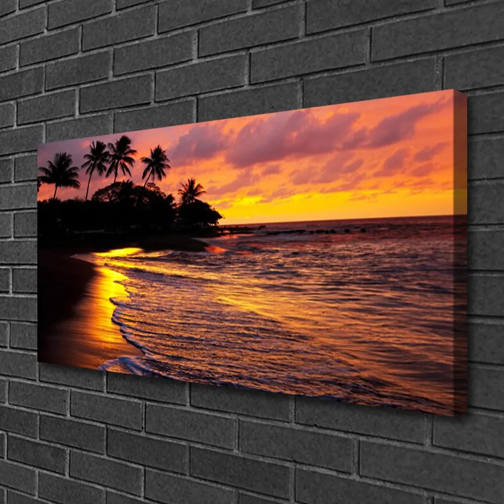 Tablou pe panza canvas Marea Peisaj Galben Negru
