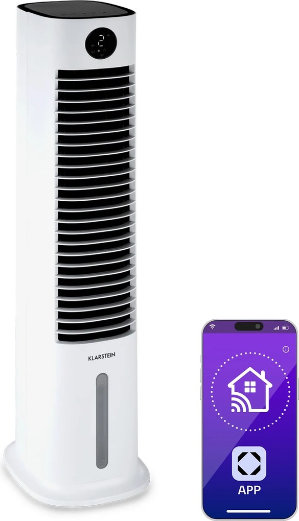 Klarstein Skytower Grand Smart, răcitor de aer, 80 W, 480 m³ / h, 8 litri, portabil