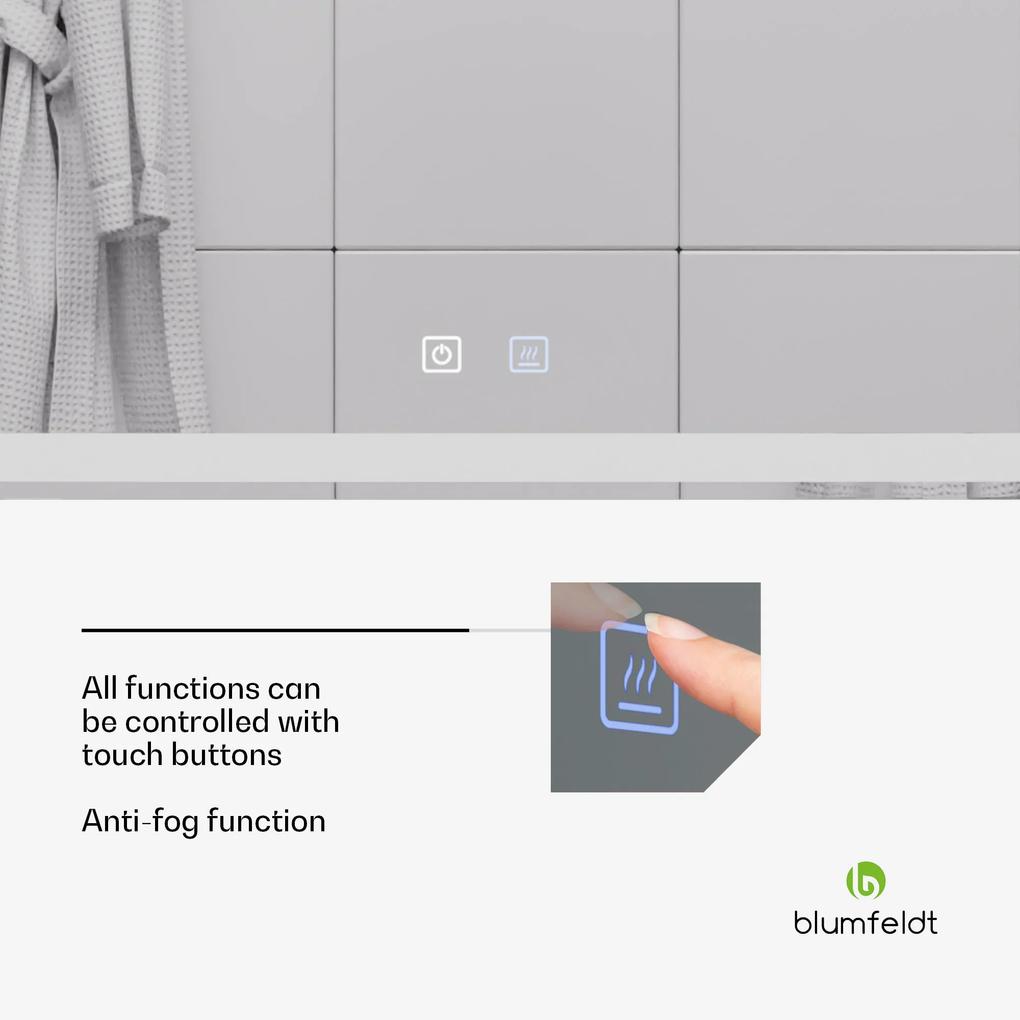 blumfeldt Caledonian, oglindă de baie cu LED, design LED IP44, 3 temperaturi de culoare, 50 x 70 cm, reglabilă, funcție anti-ceață, buton tactil
