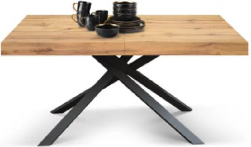 Masă Tifany BLAT RUSTIC - NEGRU - 95 CM / 90 CM / 77