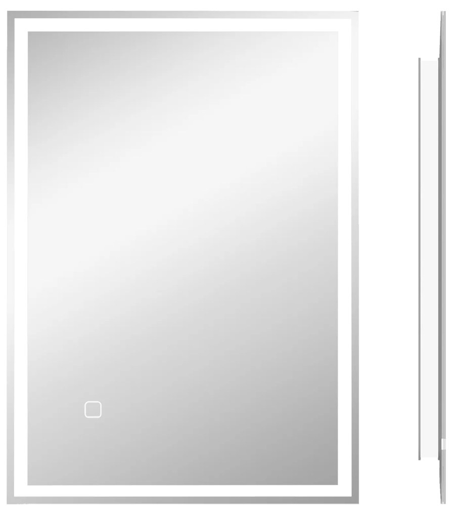 HOMCOM Oglindă de baie Oglindă de perete cu LED-uri. Comutator tactil, Alb | Aosom Romania