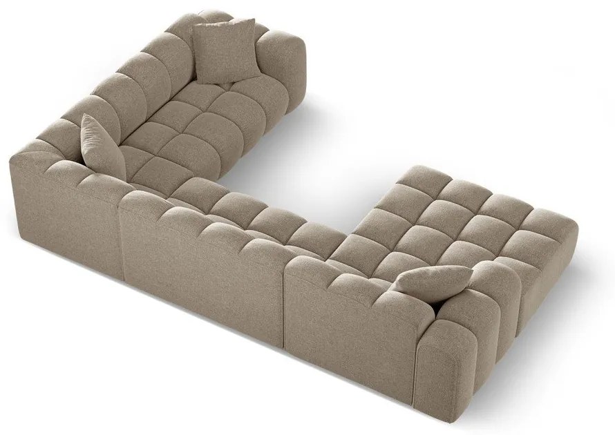 Colțar maro deschis cu tapițerie din chenille (cu colț pe partea dreaptă/în formă de "U") Treno – Cosmopolitan Design