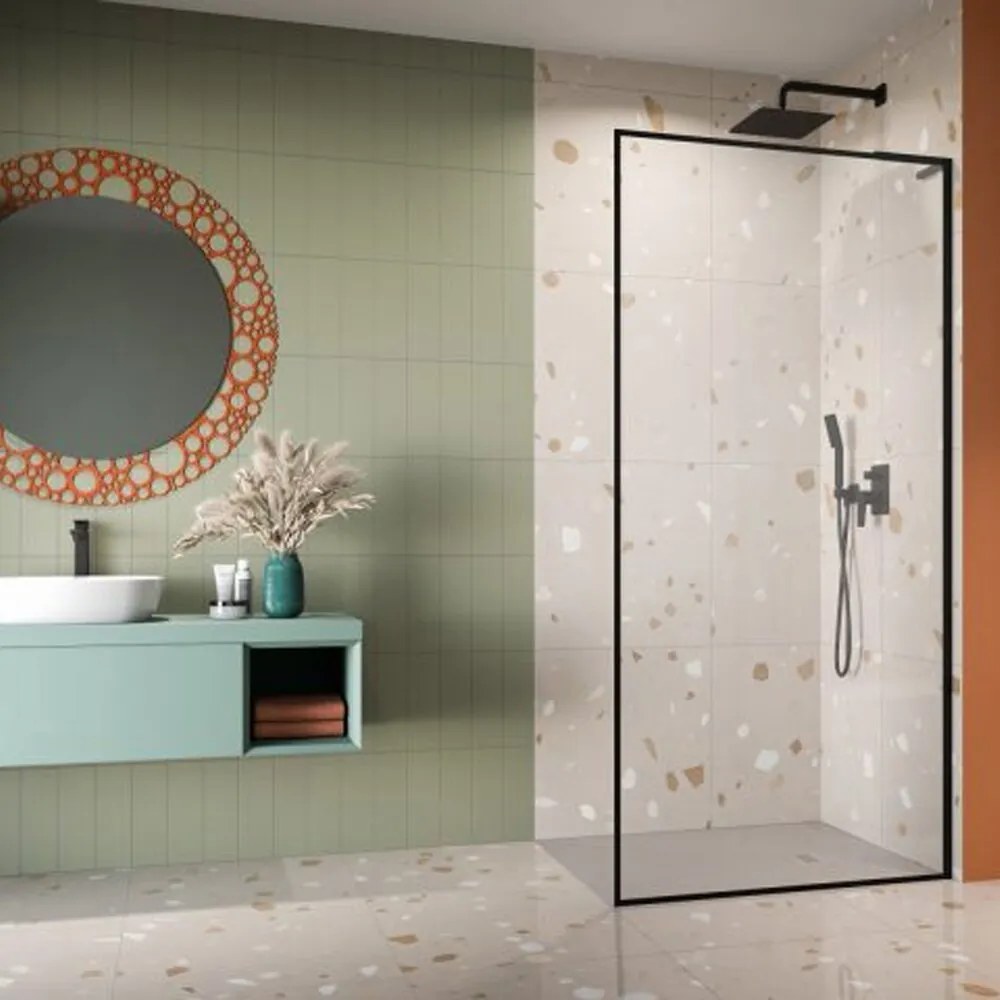 Paravan de dus tip Walk-in Radaway Modo F SL II negru mat-transparent 110 cm sticla securizata 8 mm dreapta