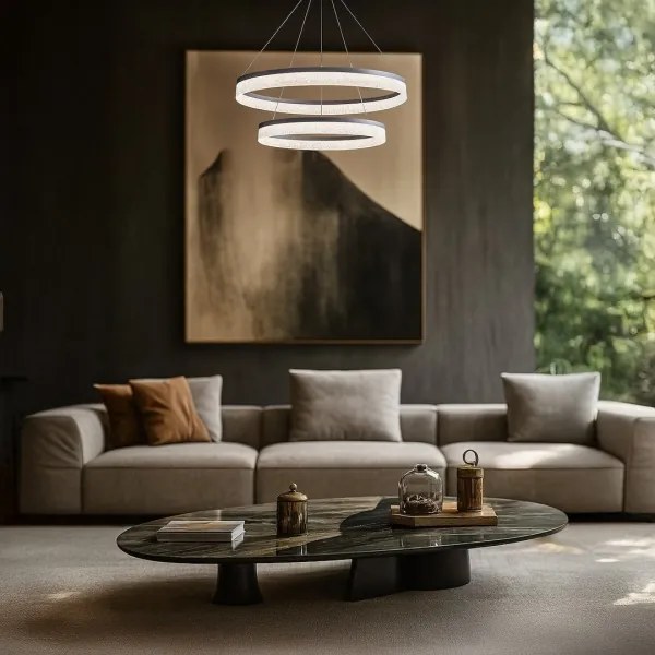 Lustră LED suspendată pe cablu GALA, 54W/230V, Ø 60 cm, argintiu