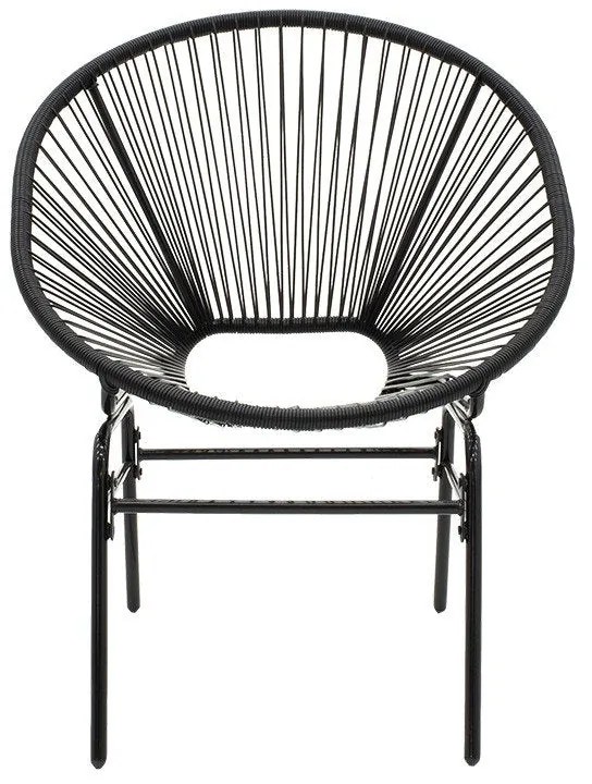 Set măsuță și 2 scaune de exterior Lady Pakoworld din metal și ratan, negru