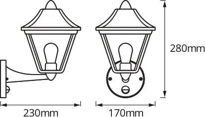 Osram - Lampă de perete pentru exterior cu senzor TRADITION UP 1xE27/60W/230V IP44