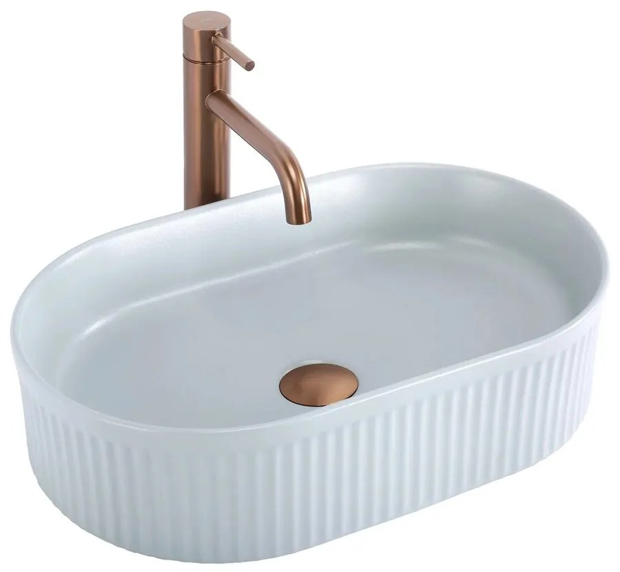 Lavoar pe blat Rea Vanda oval 49 cm Baby Blue albastru mat