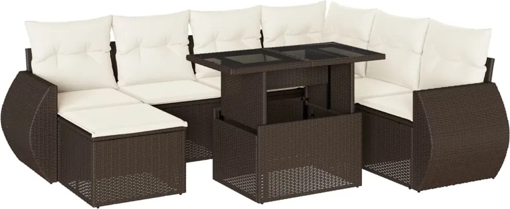 vidaXL Set canapele de grădină cu perne, 8 piese, maro, poliratan