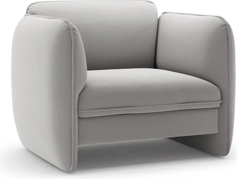 Fotoliu gri deschis cu tapițerie din catifea Georgia – Micadoni