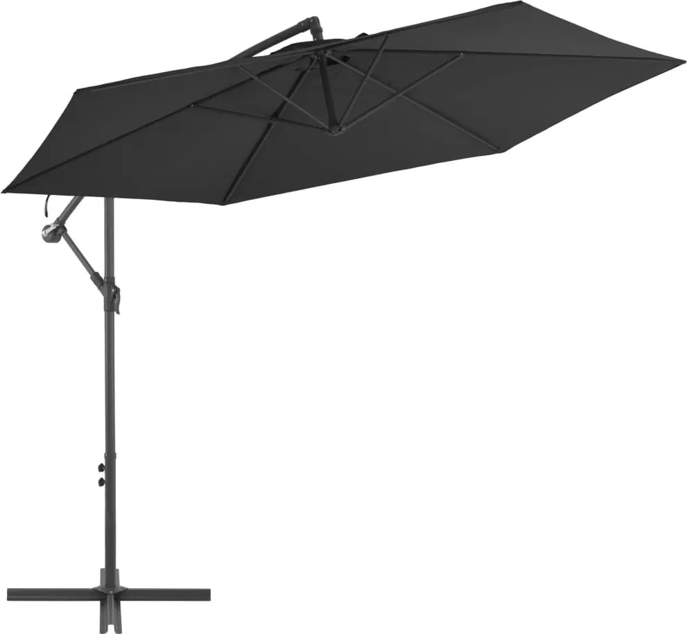 vidaXL Umbrelă consolă de grădină cu stâlp din aluminiu, negru, 300 cm
