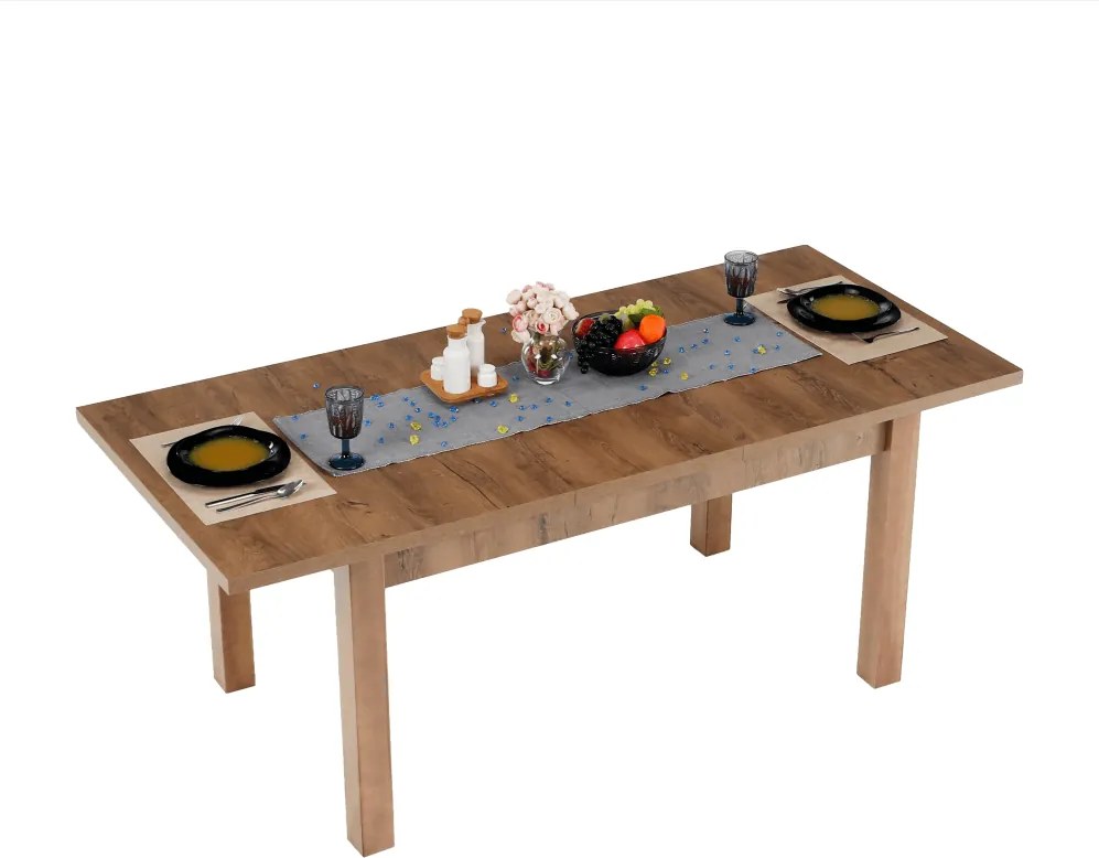 Masă extensibilă pentru dining, stejar lefkas închis, 160-203x90 cm, MONTANA STW