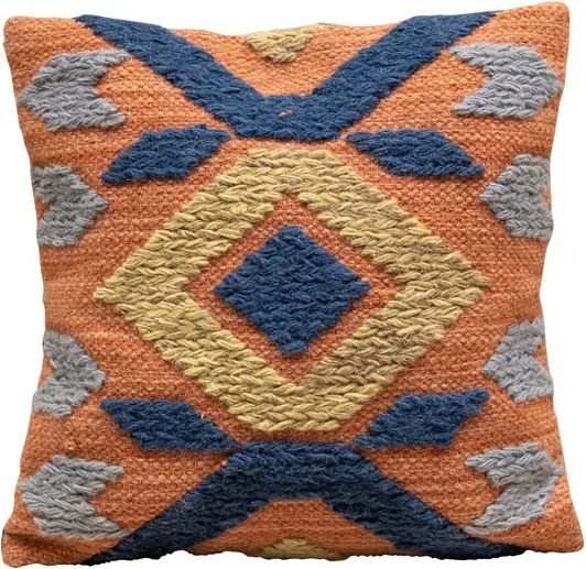 Pernă Kilim abastru portocaliu 40x40 cm
