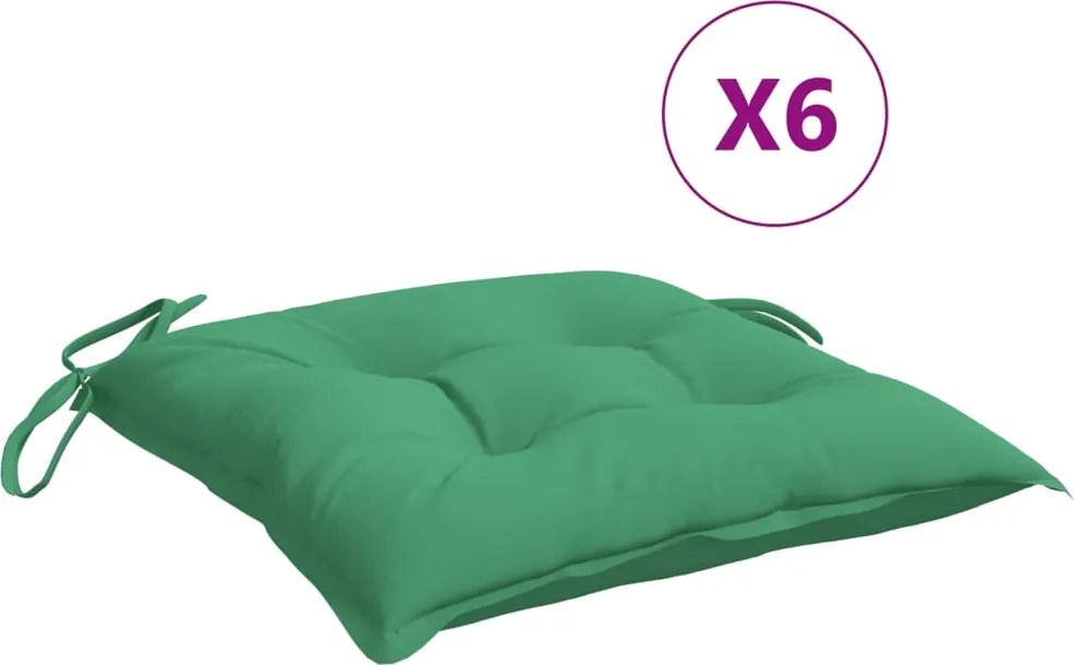 vidaXL Perne de scaun, 6 buc., verde, 40x40x7 cm, textil oxford