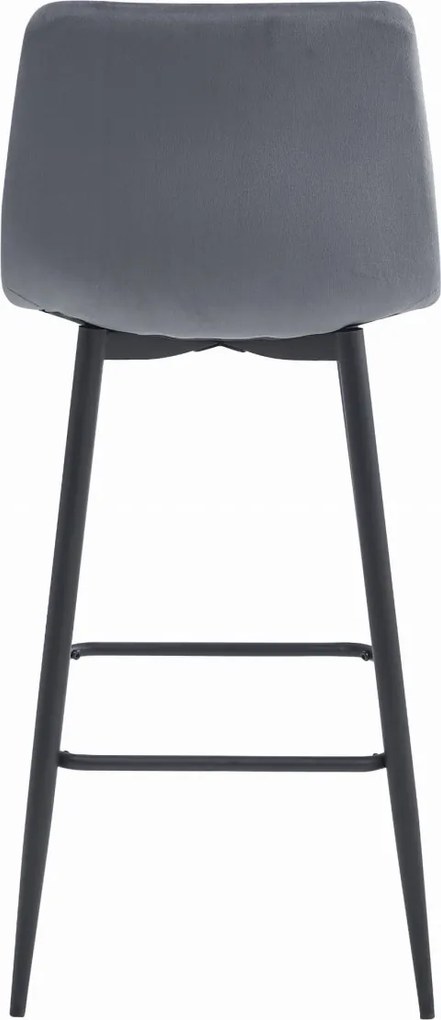 Scaun de bar cu picioare negre ARCETO VELVET, gri inchis