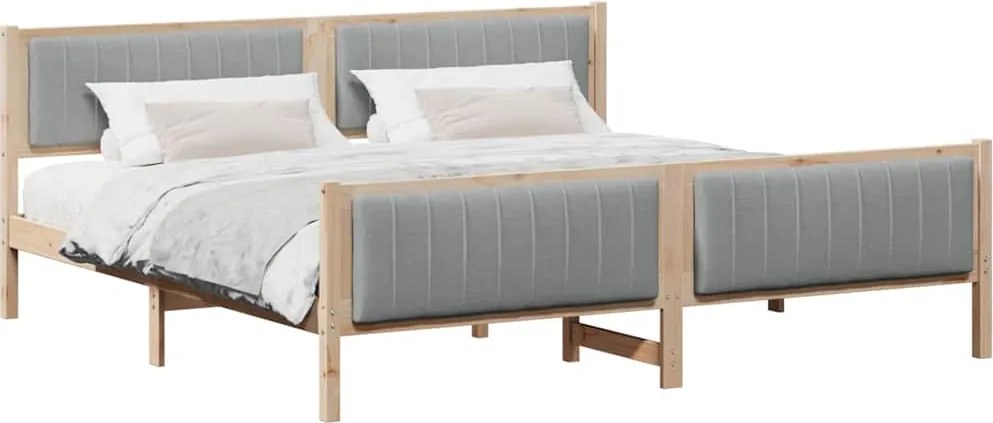 vidaXL Cadru de pat Maro și gri deschis 200 x 200 cm Lemn masiv de pin