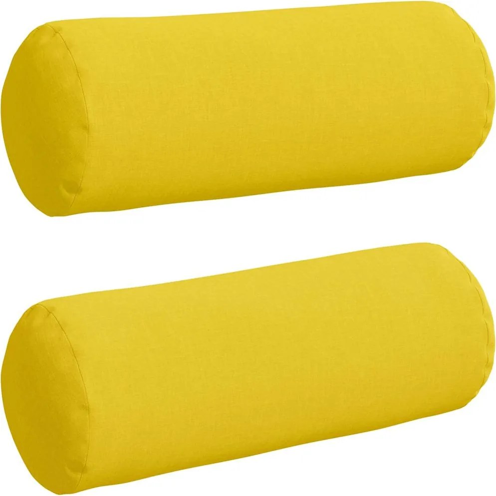 vidaXL Perne Bolster 2 pcs Galben Deschis Ø 25 x 70 cm țesătură
