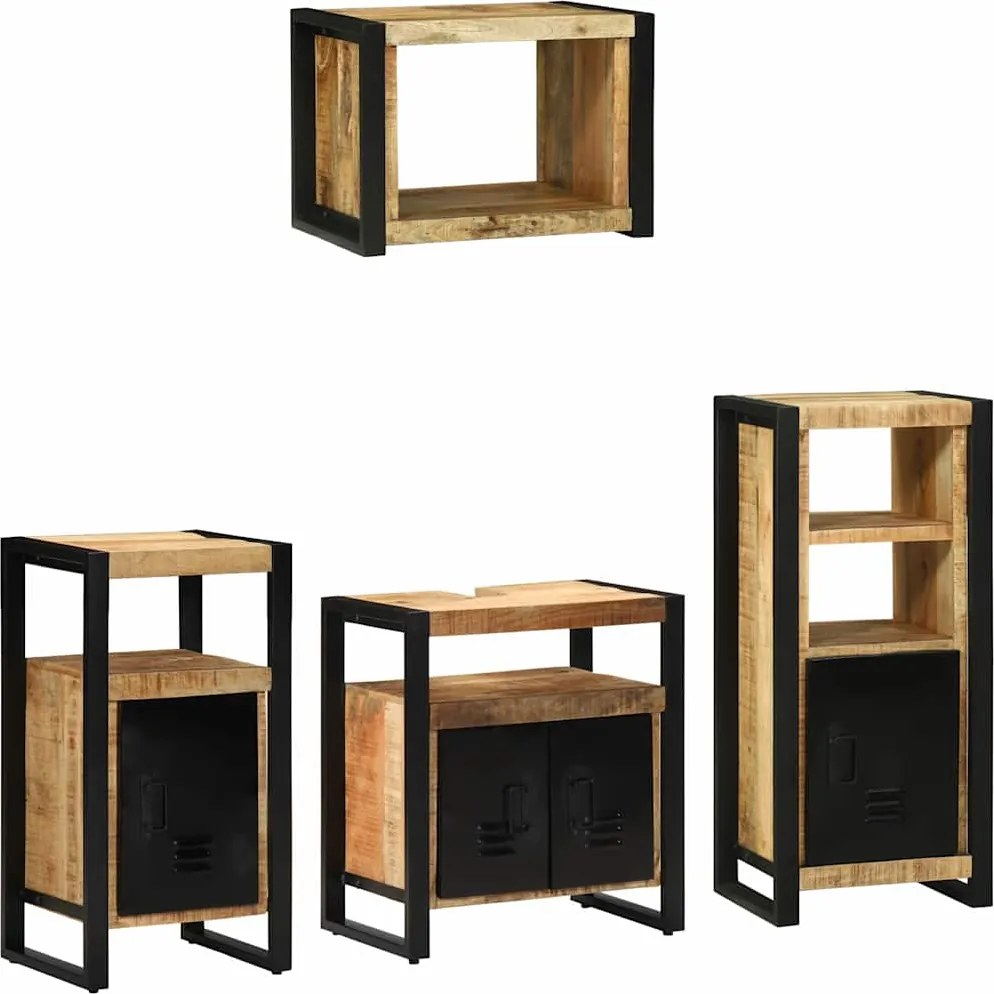 vidaXL Set de mobilier pentru baie cu sertar 4 pcs Lemn de mango solid