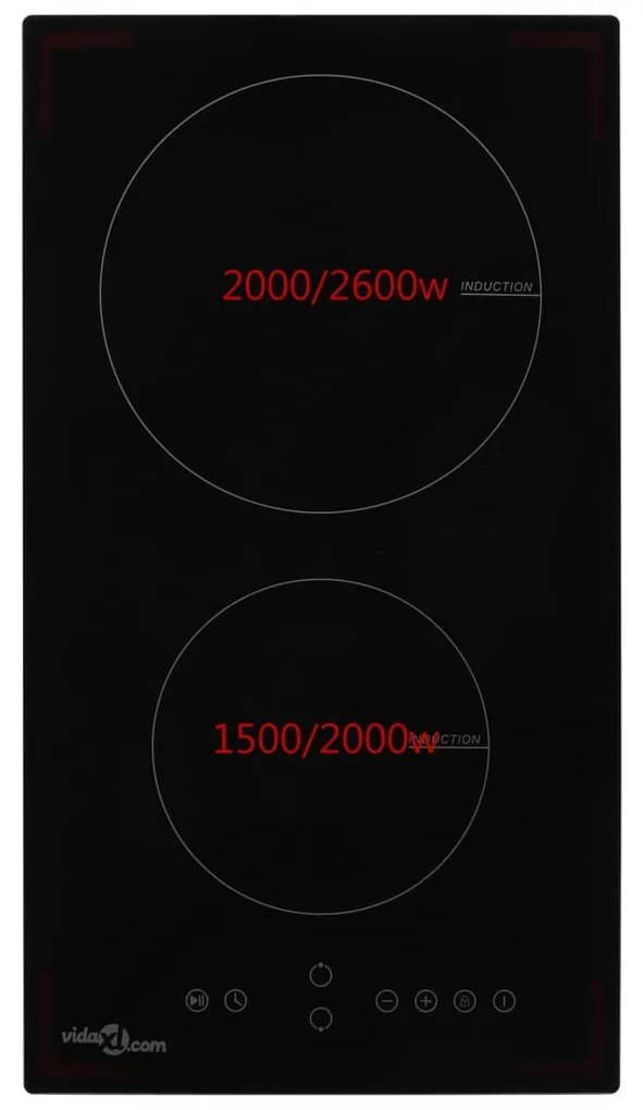 Plita cu inductie cu 2 arzatoare, control tactil, sticla 3500 W 28.8 cm, 1, 3500 w