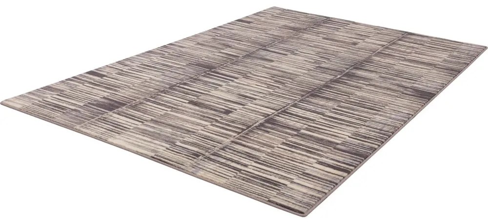 Covor gri din lână 133x180 cm Grids – Agnella