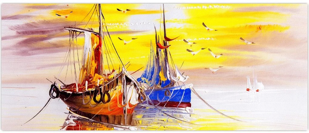 Tablou - Pictură barcă (120x50 cm)