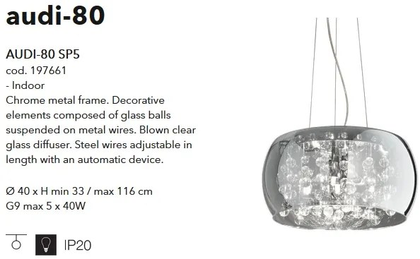 Lustra moderna AUDI-80 SP5 FUME' diam.40cm 197661