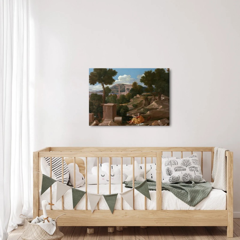 Tablou - Nicolas Poussin, Landscape with Saint John on Patmos, reproducere (70x50 cm)