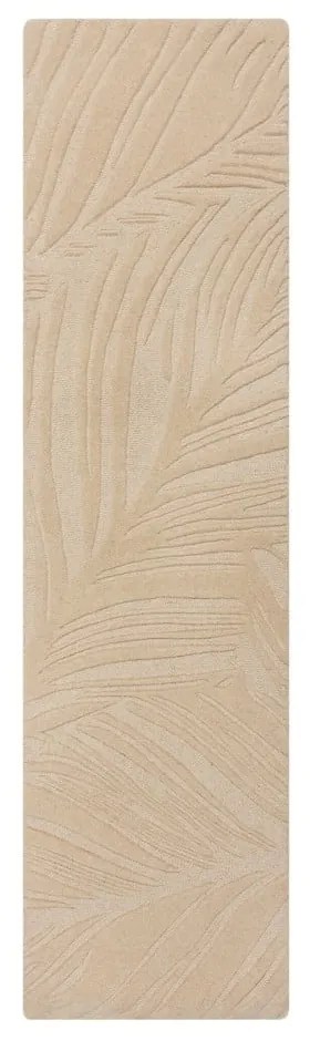 Covor bej tip traversă din lână 60x230 cm Lino Leaf – Flair Rugs