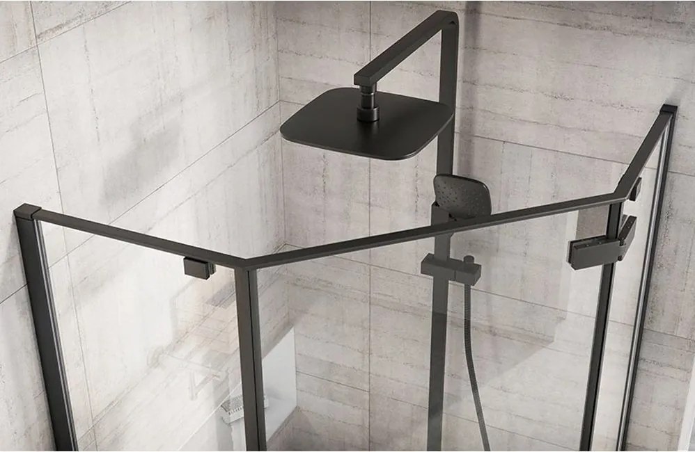 Cabina de dus Diamond negru mat 100x100 cm