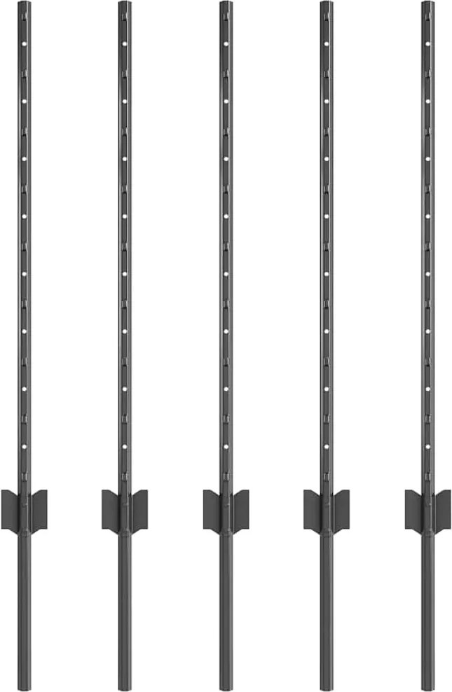 vidaXL Stâlp de gard. 5 pcs Gri 80 cm Oțel