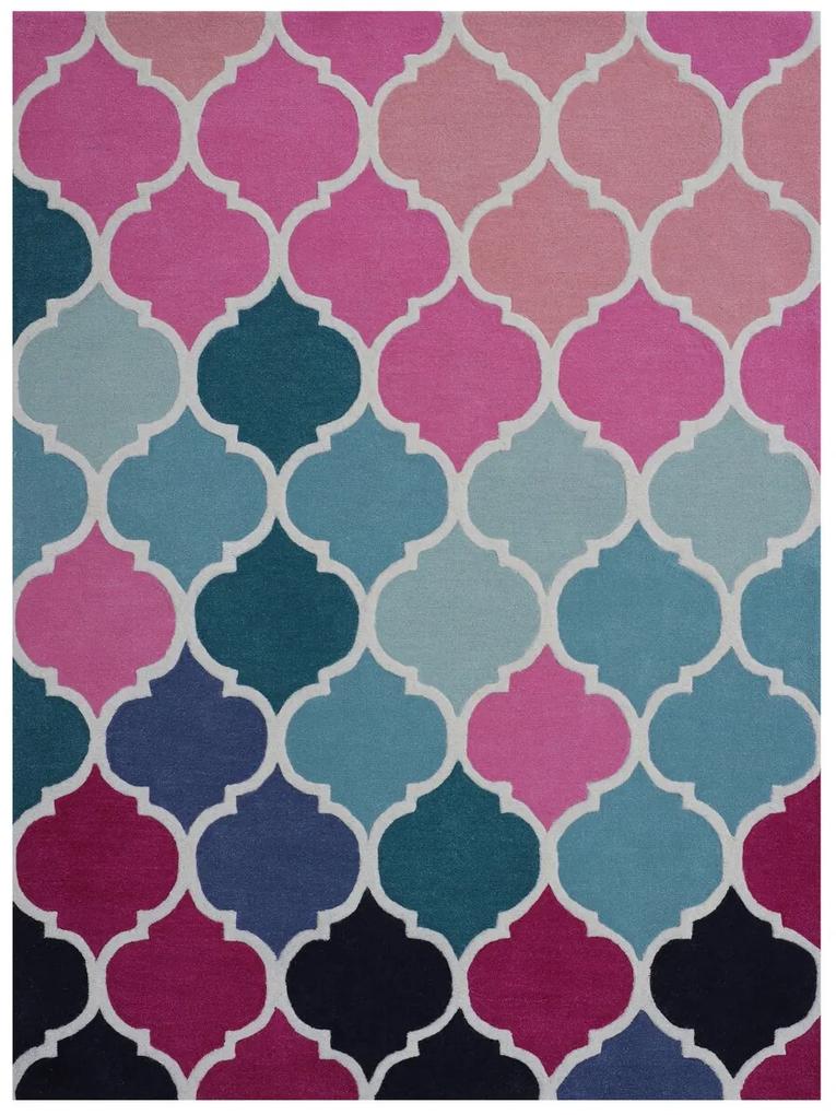 Covor Colors Bedora,100x200 cm, 100% lana, multicolor, finisat manual