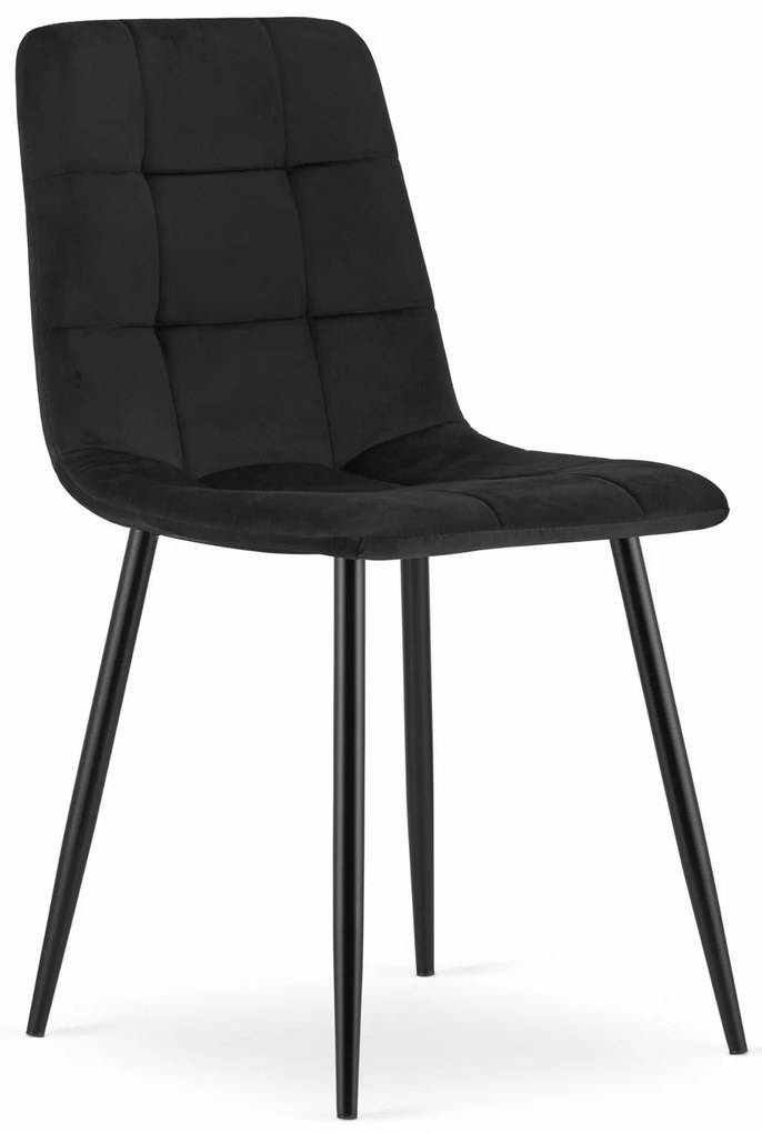 Scaun catifea negru KARA cu picioare negre