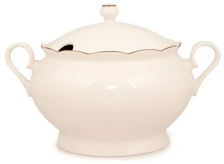 Set de veselă 83 piese, porțelan alb cu accente cupru