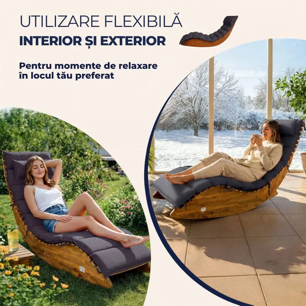 Saltea pentru șezlong pentru saună BALI, 58x7x177cm, antracit Detex