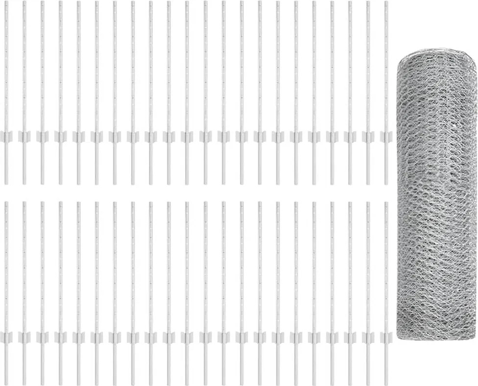 vidaXL Gard cu Stâlp Argintiu 0,8 x 100 m Oțel