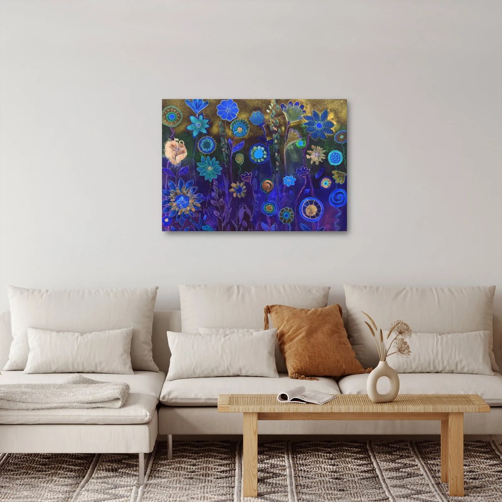 Tablou - Flori albastru închis (70x50 cm)