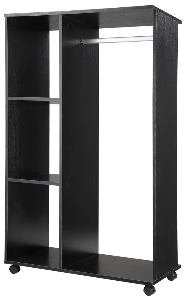 Dulap HOMCOM pentru haine Dulap de depozitare mobil din panouri de particule negru | Aosom Romania