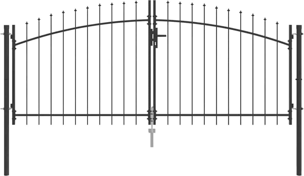 vidaXL Poartă Dublă cu blocare Gri 299,5 x 174,5 cm Oțel